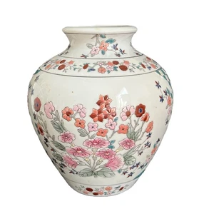 Jarrón floral chino vintage pintado a mano de porcelana - Imagen 1 de 17
