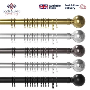 Metal Curtain Pole Wall Brackets With Rings & Fittings for Home Office - Picture 1 of 46