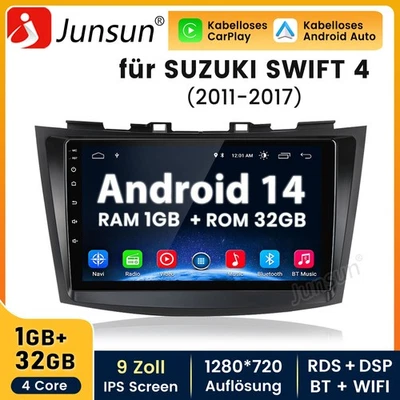 Für Suzuki Swift IV FZ 2011-2017 CarPlay Android14 Autoradio GPS NAVI SWC RDS FM - Bild 1 von 4