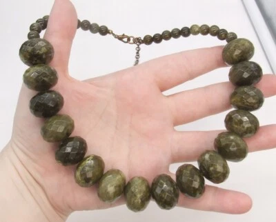 Collar Gargantilla 17" Cobre y Grueso 21mm Facetado Rondelle Imitación Musgo Ágata Cuentas Foto 1 de 2