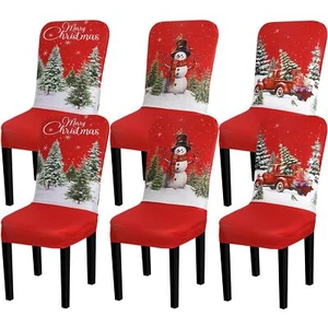 6 Pcs Christmas Chair Covers Set Removable Washable Stretch Dining Room Chair... - Picture 1 of 6