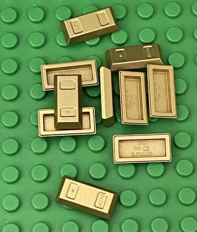 Lego 10 Piezas Barra de Lingote de Oro Metálico / Piratas Mini Figuras Utensilio Foto 1 de 1