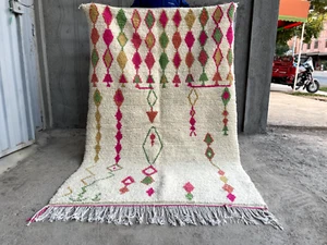 Large Moroccan Wool Rug 4x6ft Handmade Moroccan unique beni ourain tribal rug - Picture 1 of 6