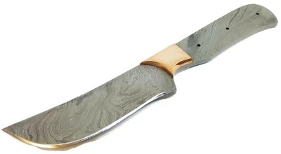 Cuchillo Full Tang Damasco Acero Fabricante Hoja en Blanco con Hoja de refuerzo de latón 4" Foto 1 de 4