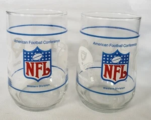 Par de vasos de vidrio vintage de la División Oeste de la Conferencia de Fútbol Americano - Imagen 1 de 6