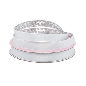 White Silver Bicolor Metallic Back Ribbon - Double Faced - 5/8in. x 25Yds - Picture 1 of 1