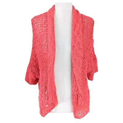 Cárdigan de ganchillo coralino NOMADIC TRADERS talla única frente abierto verano Topper suéter Foto 1 de 4