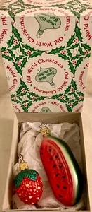 Vintage Inge-Glas Germany Glass Watermelon & Strawberry Ornaments - Picture 1 of 4