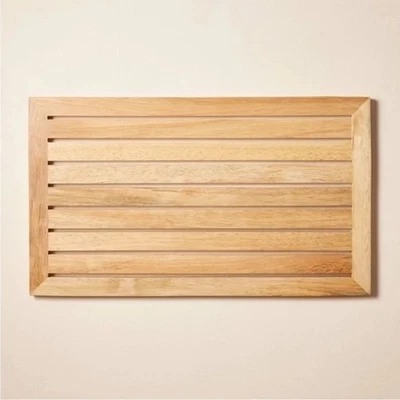 Nuevo Hogar y Mano con Madera de Magnolia Listones Alfombra de Baño 24" x 14" Natural Foto 1 de 2