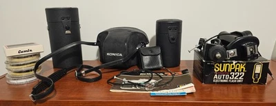 Lote de lentes flash para cámara Konica Autoreflex T3 Vivitar Grip 📷 Estuche de filtro Foto 1 de 4