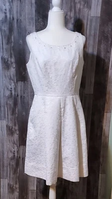 Vestido Jones New York Blanco Cuentas Y Bordado Talla 10 Fiesta Formal Boda Foto 1 de 4