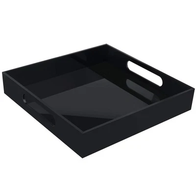 Tasybox Acrylic Serving Tray, Black Decorative Trays with Handles for Kitchen - Image 1 of 4