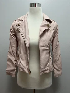 ME JANE Pink Faux Leather Biker Jacket Sz Youth 10 - Picture 1 of 5