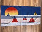 Vintage+80s+Beach+Sunset+Towel+Rectangle+Tropical+Sailboats+Reversible+2+Sides