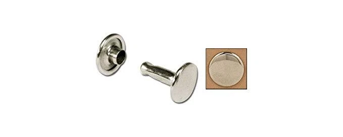 2 packs - 100 ea - Small Double Cap NICKEL PLATED SOLID Brass Rivets  by TANDY - Image 1 of 1