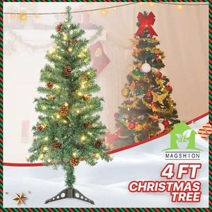 4 FT Pine Artificial Christmas Tree Colorful Xmas D��cor w/Warm Light LED Green - Picture 1 of 9