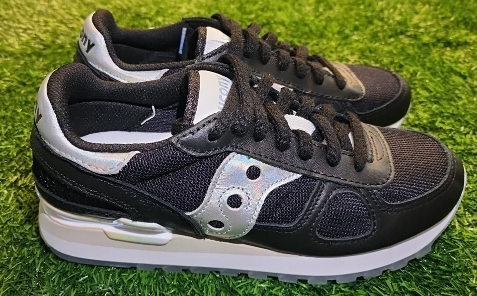 ¡NUEVO! MUJERES Saucony Shadow Original Negro Iridiscente Negro Zapatos EE. UU. Talla 7 Foto 1 de 4