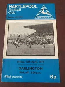 1974 Hartlepool United V Darlington Football Soccer Match Programme - Picture 1 of 3