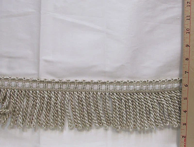 Faux Silk Fabric Cream 40" x 54" Plus Fringe Trim Craft Lot 2 Pieces Sewing DIY - Image 1 of 3