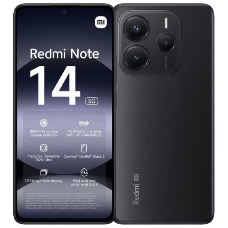 Xiaomi Redmi Note 14 8+256GB 6.67" 5G Midnight Black Dual Sim Garanzia Europa - Immagine 1 di 1