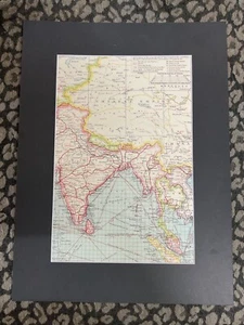 Genuine Antique Mounted Map , Printed 1902 , INDIA & ASIA  ,LARGE - Picture 1 of 4