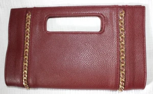 Charming Charlie Dark Red With Gold Chain Accents Clutch 00121043 - Picture 1 of 9