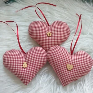 3 Stoffherzen Dekoherz Scandic Geschenkanhänger Herz Skandinavische Deko - Bild 1 von 5