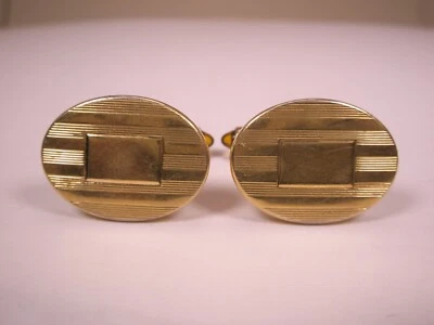 Engrave Ready Gold Plated Quality Vintage KREMENTZ Cuff Links simple plain - Image 1 of 4