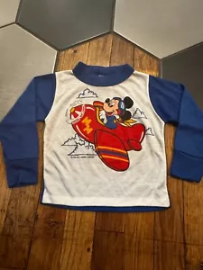 Camisa De Colección Walt Disney Jog Togs Mickey Mouse Avión Manga Larga Niño 3T - Imagen 1 de 5
