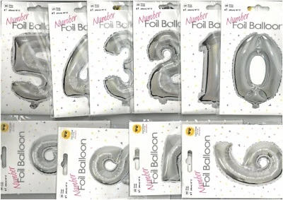 palloncini alluminio numeri argento feste compleanni ricorrenze 40 cm di altezza - Immagine 1 di 4