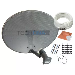 MK4 Satellite Dish Kit with Quad HD LNB & White Twin Cable for Sky Freesat HD - Picture 1 of 7