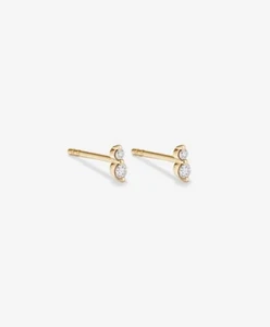 MICHAEL HILL Two Stone Diamond Stud Earrings in 10kt Yellow Gold RRP$289 - Picture 1 of 3