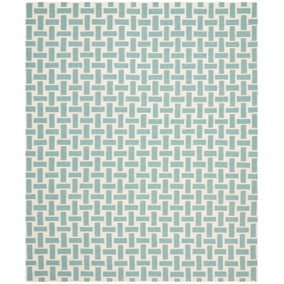 SAFAVIEH Dhurries DHU201A Handwoven Turquoise /Ivory Rug - Image 1 of 4
