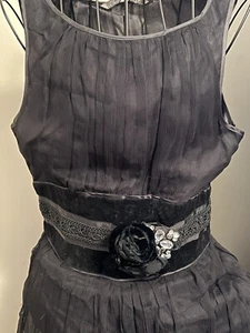 Zara Black silk ribbon rosette sleeveless dress, Pre owned, Wearing Once Size XS - Picture 1 of 8