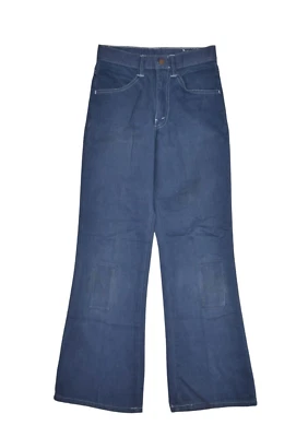 Pantalones acampanados vintage para mujer 24x28 parte inferior campana azul años 80 pantalones reparados Sears Foto 1 de 4