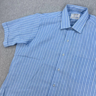 Vintage Arrow Decton Shirt Mens 16 Short Sleeve Blue Stripe Sanforized Deadstock - Image 1 of 4