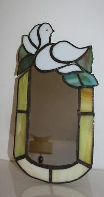 Hand Crafted Stained Glass Dove Wall Accent Mirror 6.5X13 - Image 1 of 4