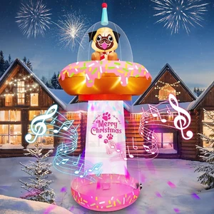 9,5FT Weihnachten aufblasbar mit buntem Licht, UFO Donut Christmas Inflatab - Bild 1 von 9