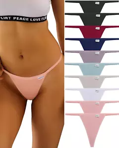 10 Pack Cotton G-String Thongs for Women Low Rise T-Back Panties S-XL - Picture 1 of 11
