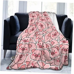 Cartoon Pink Pig Blanket Plush Lightweight Soft Flannel Fleece 60"x50" Style3 - Picture 1 of 8