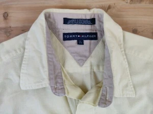 TOMMY HILFIGER Men Large Shirt Yellow Button Down Long Sleeve 100% Cotton - Picture 1 of 7