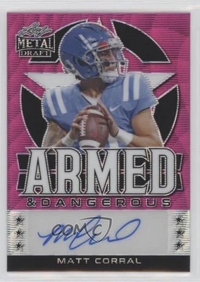 2022 Leaf Metal Draft Armed & Dangerous Pink Wave /15 Matt Corral Rookie Auto RC - Image 1 of 2