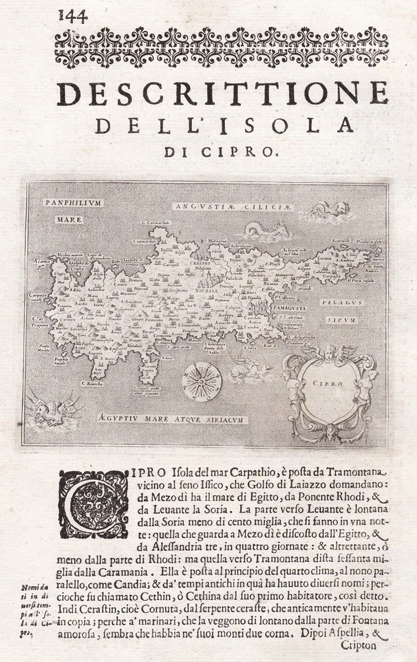 Cyprus Zypern map Karte Porcacchi Kupferstich engraving 1620 - Bild 1 von 1