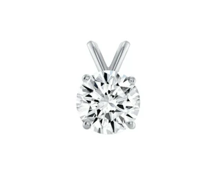 Pendentif solitaire rond 3 ct véritable or blanc 14 carats créé diamant - Photo 1/2
