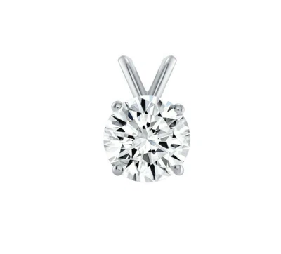 3 Ct Round Real Solid 14K White Gold Created Diamond Solitaire Pendant - Image 1 of 2
