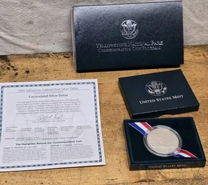 1999 Yellowstone National Park Commemorative Coin Proof Silver Dollar OGP - Picture 1 of 4