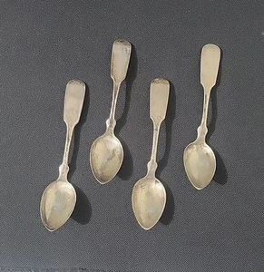 Antique 1840s Vermont Coin Silver, 4 Table Spoons Set J. E. Brinsmaid Burlington - Picture 1 of 24