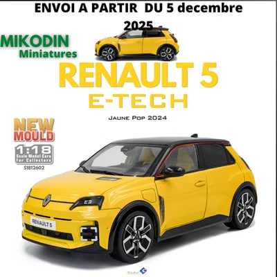 VOITURE SOLIDO RENAULT 5 E-TECH JAUNE POP 2024 1:18 S1812602 PREVENTE NOV 2025 - Photo 1/4
