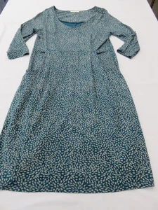 WHITE STUFF TEAL & GREY TINY DASH PRINT STRETCH JERSEY POCKET SUMMER DRESS UK 12 - Picture 1 of 20