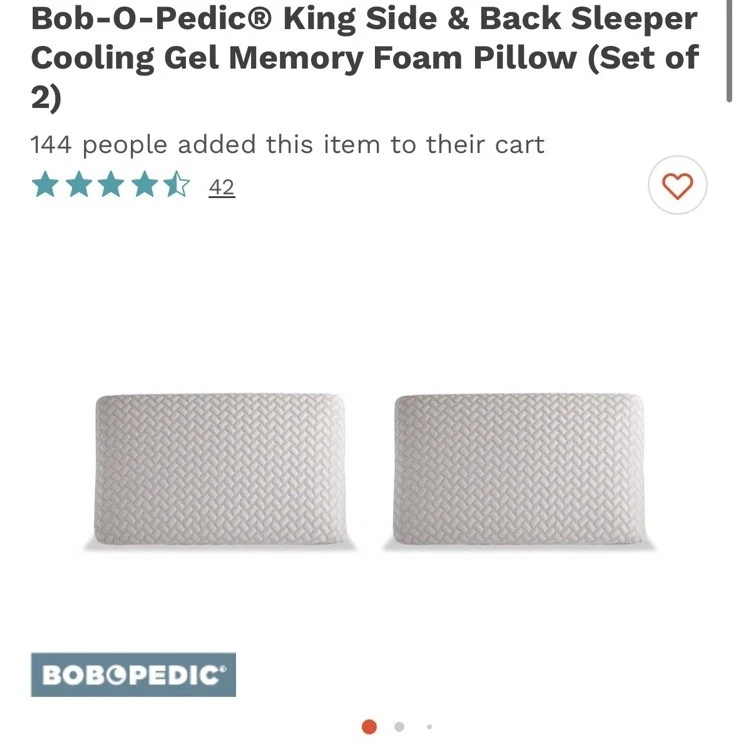 Bob-O-Pedic® King Side & Back Sleeper Cooling Gel Memory Foam Pillow (Set of 2) - Image 1 of 1